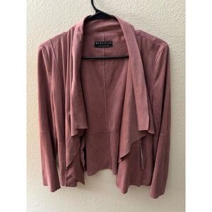 Bagatelle  Duster Jacket Pink Faux Suede Waterfall Drape Collar M
 A852